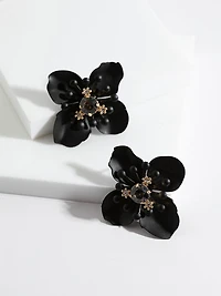 Black Matte Flower Earrings