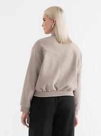 Oatmeal Melange Felt Bomber Jacket