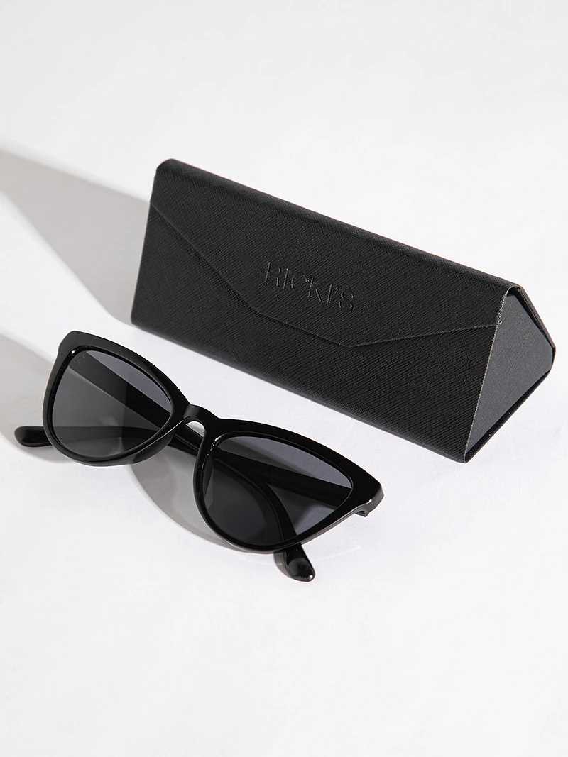 Black Cat Eye Frame Sunglasses with Case