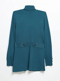 Lyon's Blue Cardigan with Side Tab Buttons