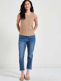 Sinopia Fresco Sleeveless Linen Shell Blouse