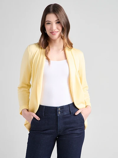 3/4 Sleeve Terry Shawl Collar Cardigan Banana