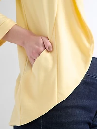 3/4 Sleeve Terry Shawl Collar Cardigan Banana