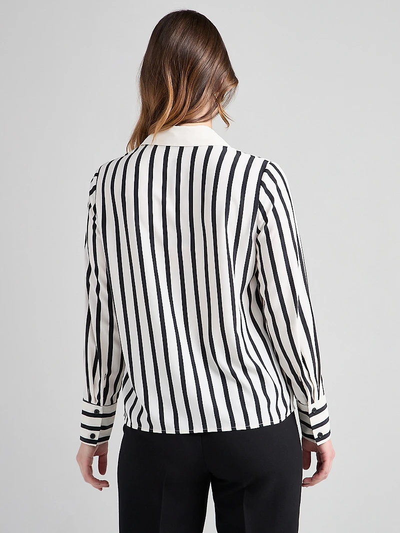 Long Sleeve Button Up Blouse Stripe