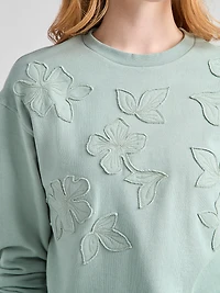 Long Sleeve Crew Neck with Applique Green Mist