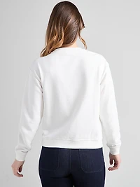 Long Sleeve Crew Neck with Applique Ivory