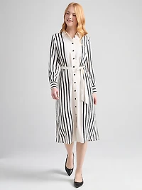 Long Sleeve Midi Shirt Dress Stripe