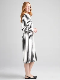 Long Sleeve Midi Shirt Dress Stripe