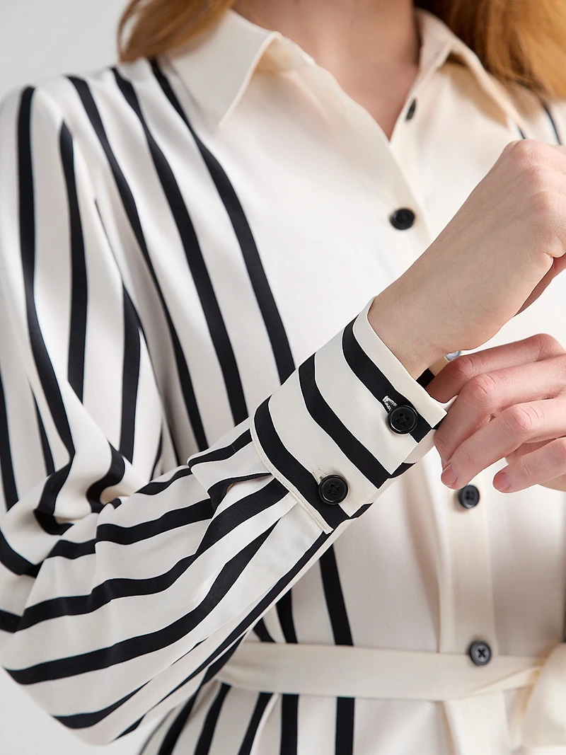 Long Sleeve Midi Shirt Dress Stripe