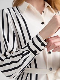 Long Sleeve Midi Shirt Dress Stripe