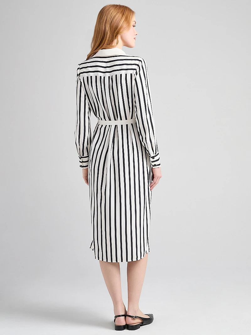 Long Sleeve Midi Shirt Dress Stripe