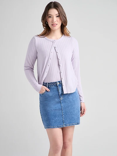 Long Sleeve Pointelle Cardigan