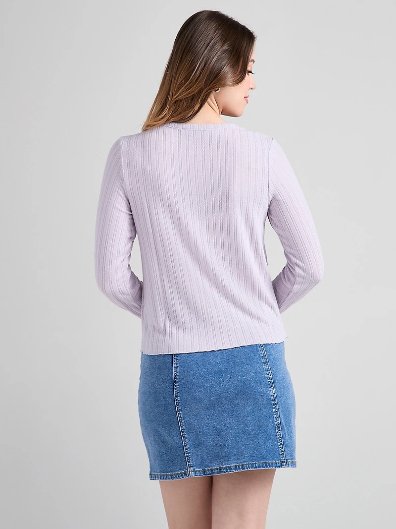 Long Sleeve Pointelle Cardigan