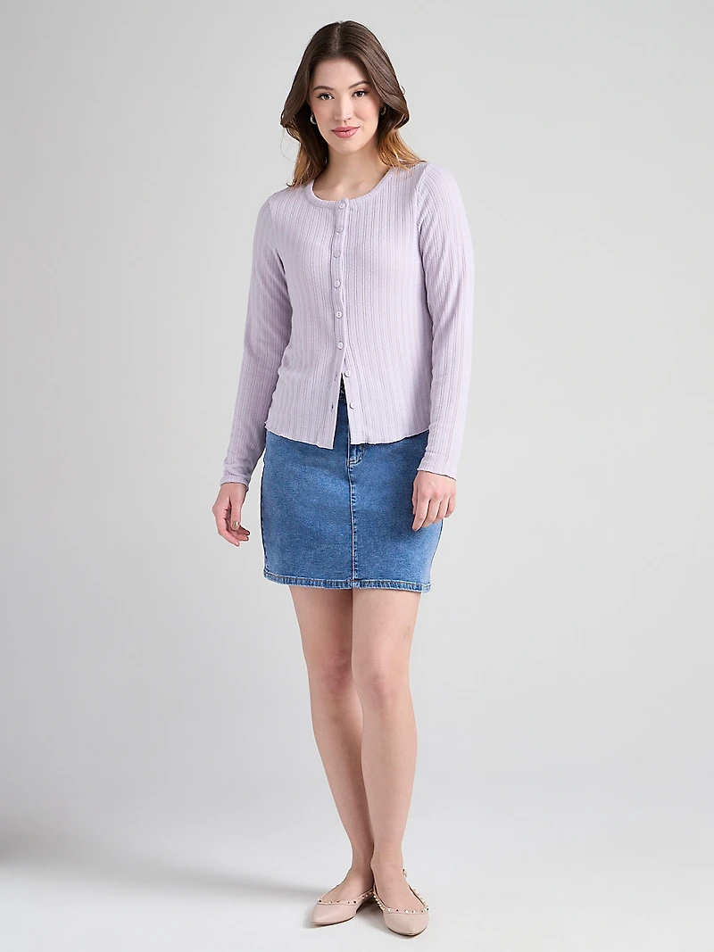 Long Sleeve Pointelle Cardigan