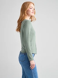 Long Sleeve Pointelle Cardigan Sage