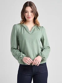 Long Sleeve V-Neck T-Shirt Sage