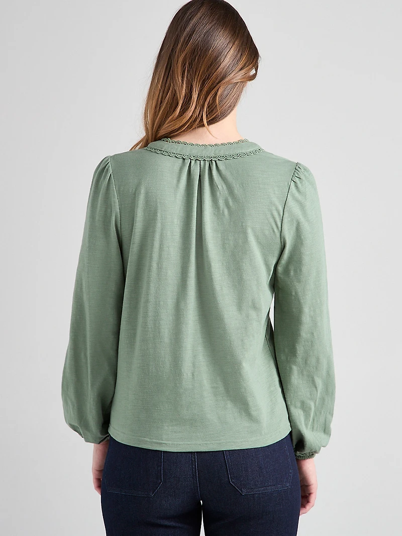 Long Sleeve V-Neck T-Shirt Sage