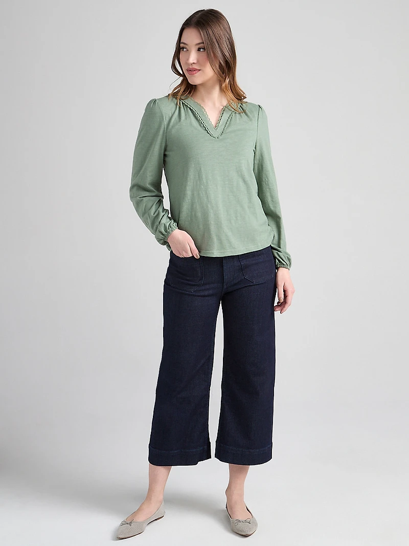 Long Sleeve V-Neck T-Shirt Sage