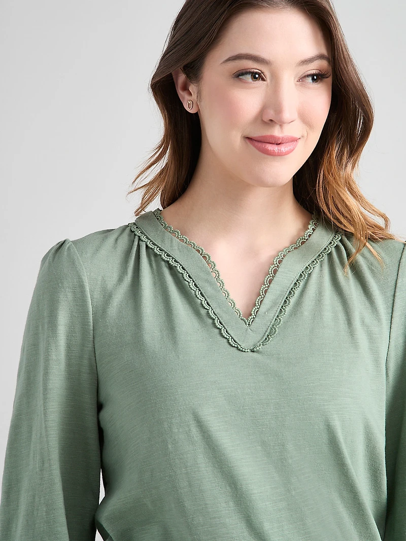 Long Sleeve V-Neck T-Shirt Sage