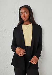 Open Shawl Collar Cardigan Black