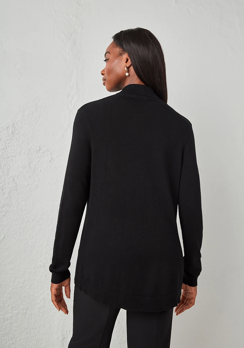 Open Shawl Collar Cardigan Black