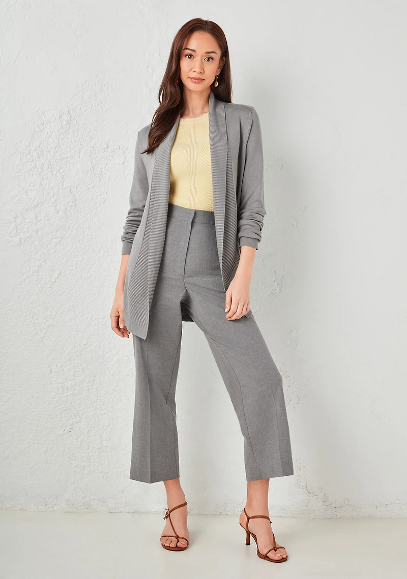 Open Shawl Collar Cardigan Mid Grey