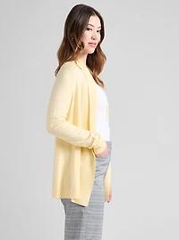 Open Shawl Collar Cardigan Soft Yellow