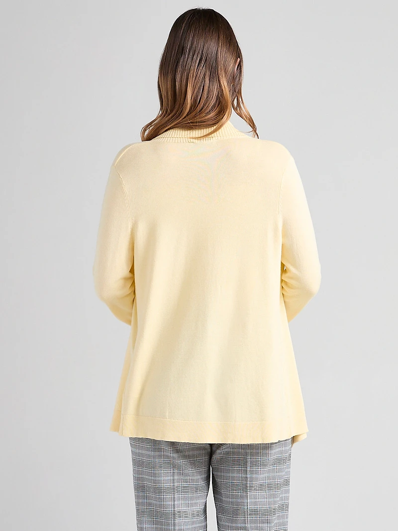 Open Shawl Collar Cardigan Soft Yellow