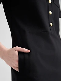 Ponte Utility Shift Dress Black