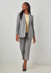 Relaxed Button Front Blazer Grey Crosshatch