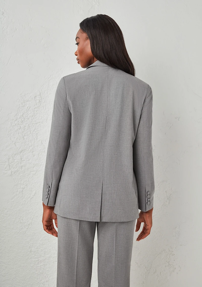 Relaxed Button Front Blazer Grey Crosshatch