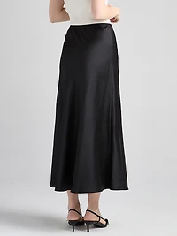 Satin Maxi Length Skirt Black