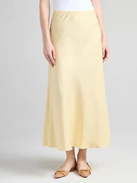 Satin Maxi Length Skirt Soft Yellow