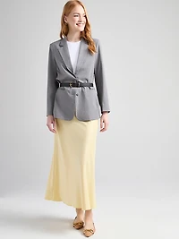 Satin Maxi Length Skirt Soft Yellow