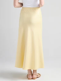 Satin Maxi Length Skirt Soft Yellow