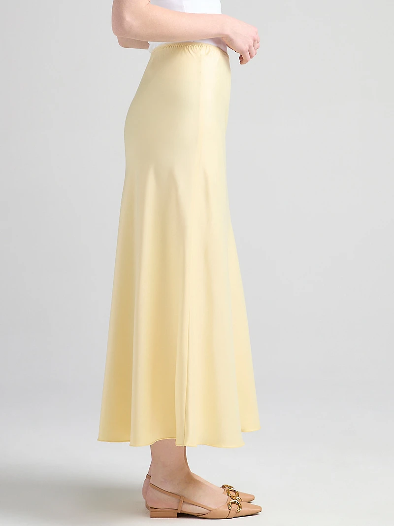 Satin Maxi Length Skirt Soft Yellow