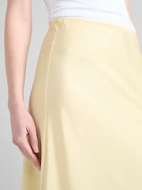 Satin Maxi Length Skirt Soft Yellow