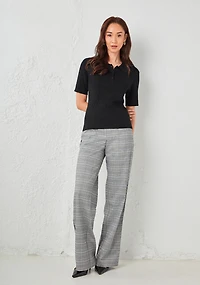 Short Sleeve Collared Polo Sweater Black