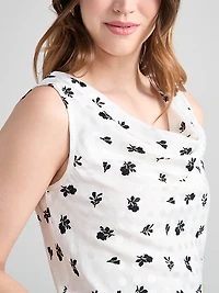 Sleeveless Cowl Neck Blouse Floral Dot