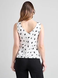 Sleeveless Cowl Neck Blouse Floral Dot