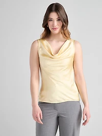Sleeveless Cowl Neck Blouse Soft Yellow