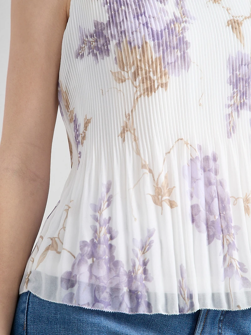 Sleeveless Pleated Top Wisteria