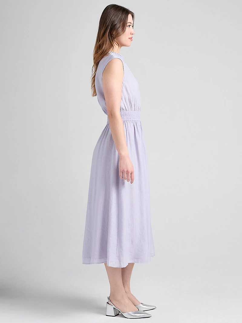 Smocked Waist Midi Dress Lilac