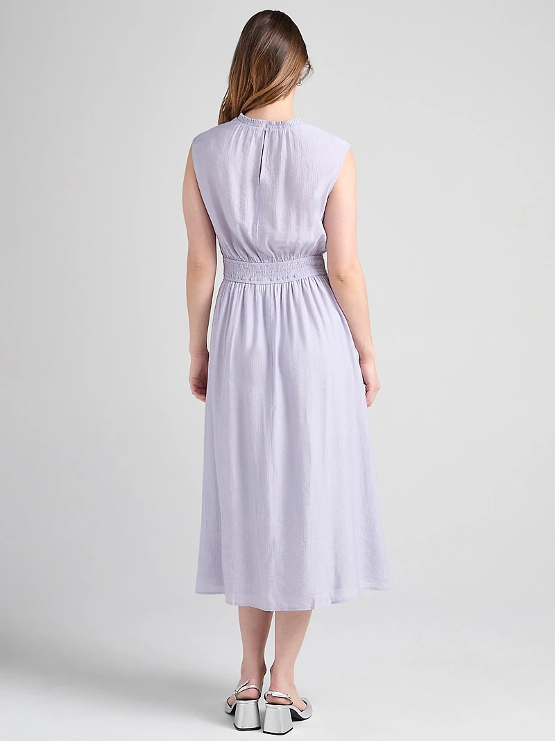 Smocked Waist Midi Dress Lilac