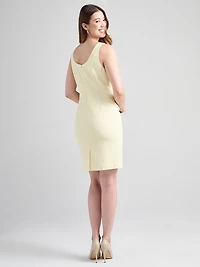 Square Neck Sheath Dress Soft Yellow