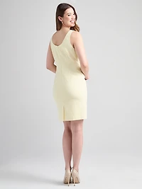Square Neck Sheath Dress Soft Yellow