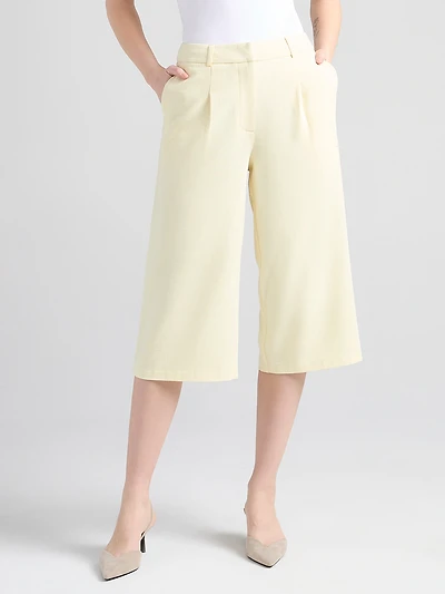Super High Rise Pleated Culotte Soft Yellow