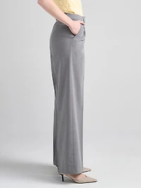 Super High Rise Pleated Wide Pant Grey Crosshatch