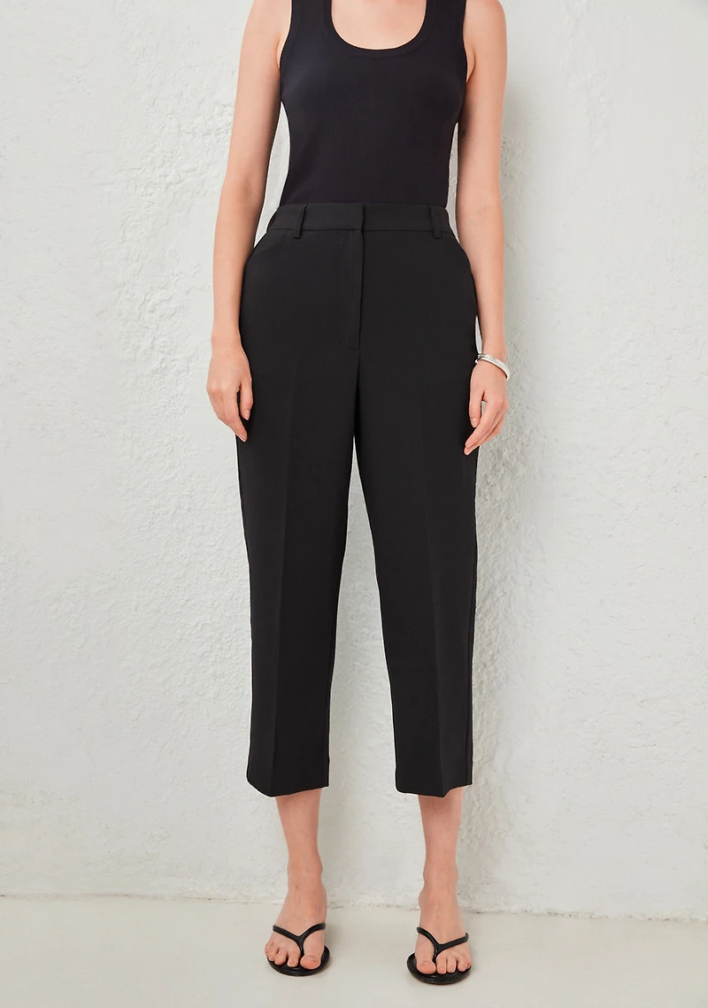 Tailored Relaxed Fit Straight Crop Pant Black
