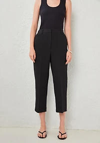 Tailored Relaxed Fit Straight Crop Pant Black